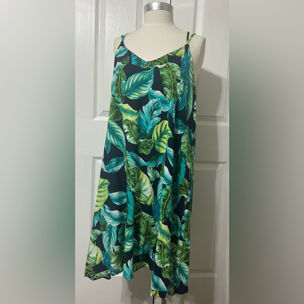Shipwreck LTD Women’s Tropical Floral Sundress Beach  Navy Blue/Green Size L